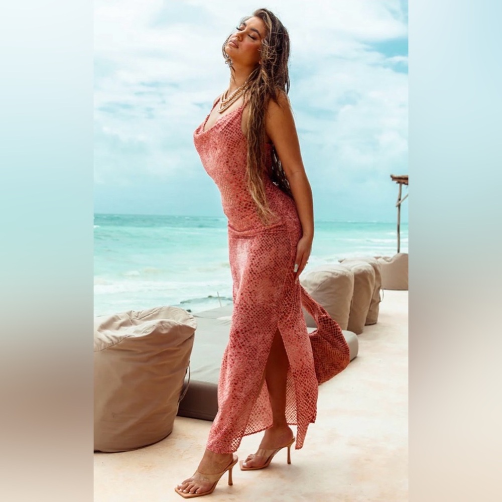 PTL Rose Devore Maxi Beach Dress size S